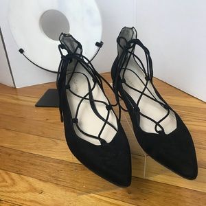 Calvin Klein Black tie up flats
